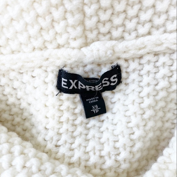 Express Cream Wool Blend Cable Knit Short Sleeves Sweater Size Xsmall - Picture 14 of 16